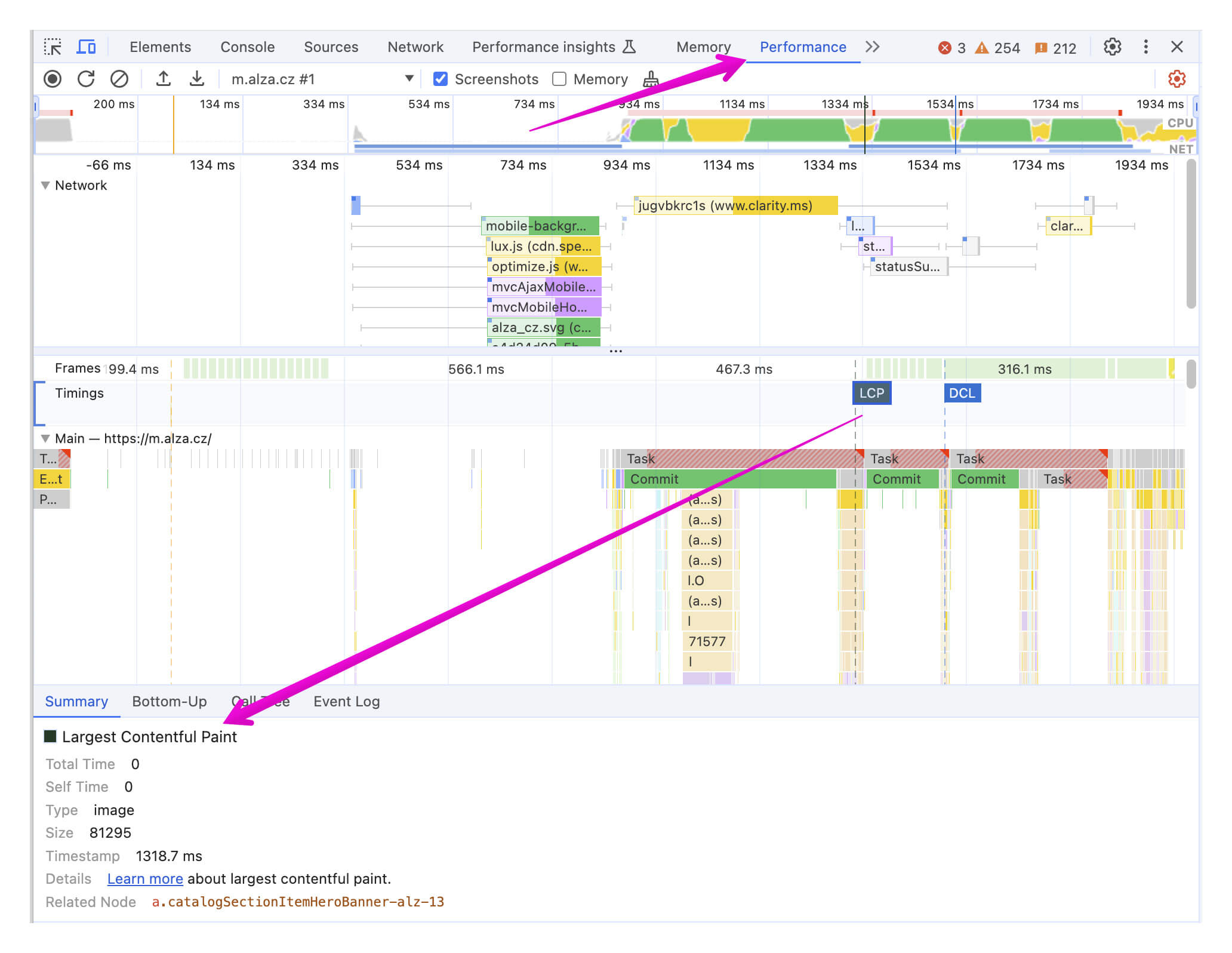 Performance panel and timeline Performance panel in DevTools
