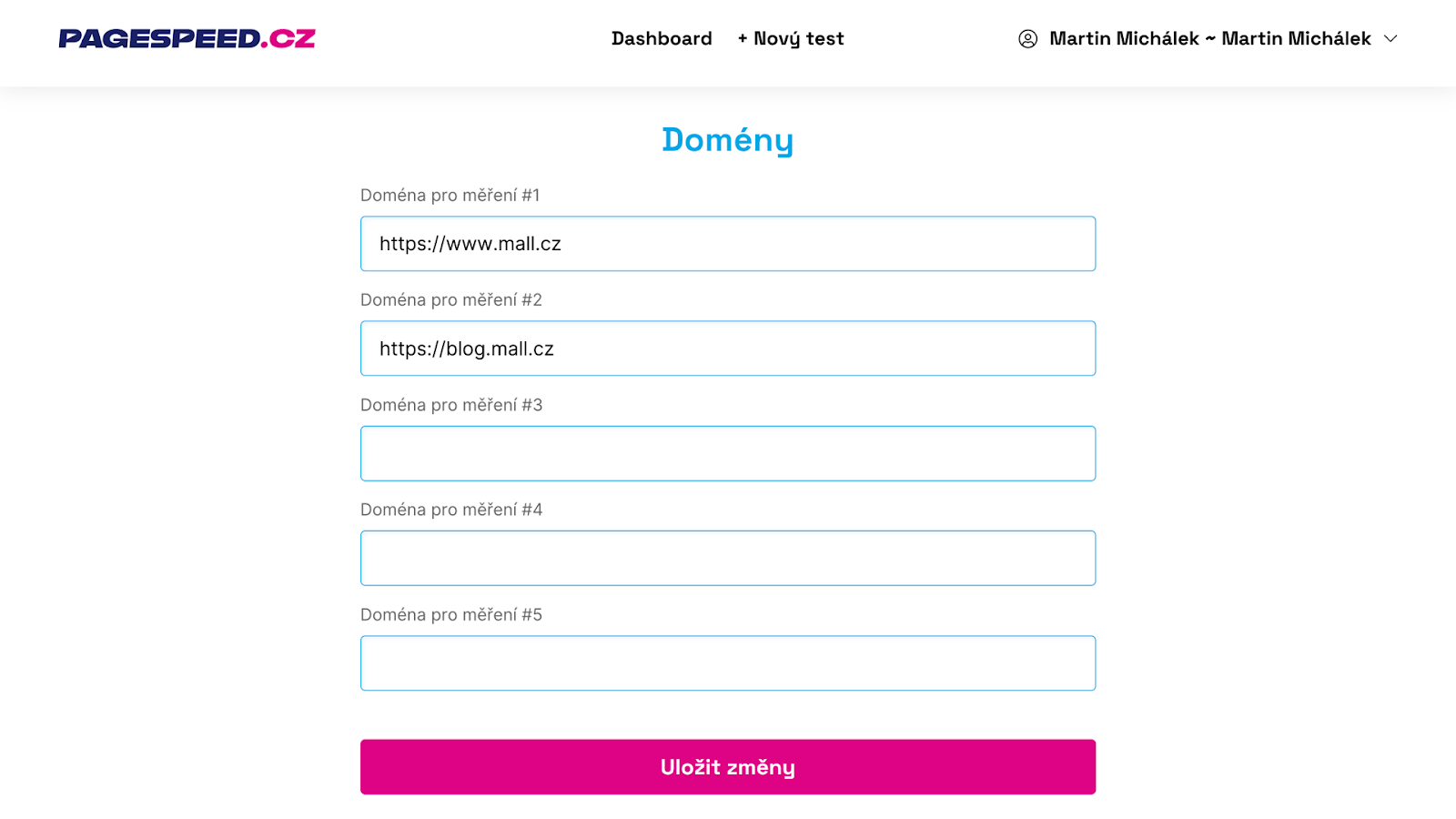 Changing test settings Changing test settings